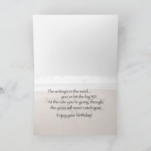 30e strand van de verjaardag kaart (Binnen)