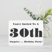 30e Surprise Birthday party Invite, zwart-wit Kaart (Staand voorkant)