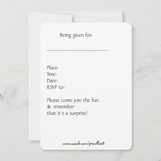 30e Surprise Birthday party Invite, zwart-wit Kaart (Achterkant)