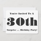 30e Surprise Birthday party Invite, zwart-wit Kaart (Voorkant)