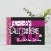 30e Surprise Birthday Party roze Pattern Sjabloon Kaart (Staand voorkant)