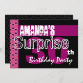 30e Surprise Birthday Party roze Pattern Sjabloon Kaart (Voorkant / Achterkant)
