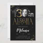 30e Tropical Birthday Gold Invitation met foto Kaart (Voorkant)