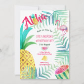 30e Tropische ananas Birthday nodigt Flamingo uit Kaart (Voorkant)