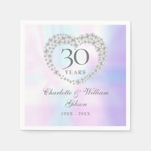30e trouwdag chic parel hart servet (Voorkant)
