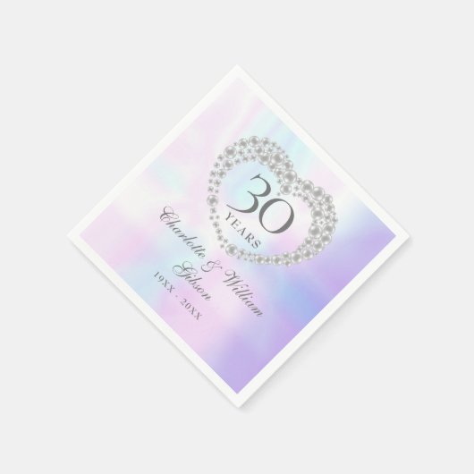 30e trouwdag chic parel hart servet (Hoek)
