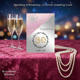 30e trouwdag Elegante parel & diamant Kaart