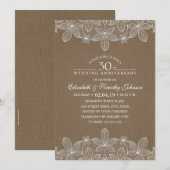 30e trouwdag jubileum rustieke donkere jute kant kaart (Voorkant / Achterkant)