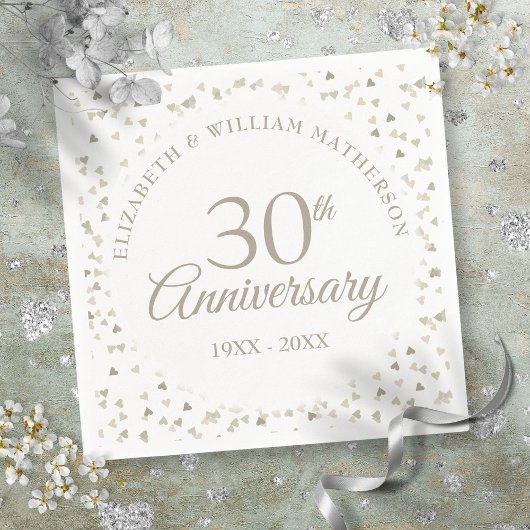30e trouwdag liefdesharten confetti servet