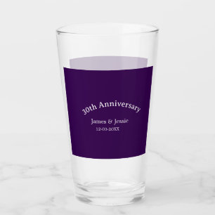 30e trouwdag naam datum paars eenvoudig glas