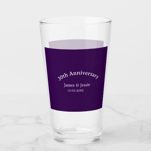 30e trouwdag naam datum paars eenvoudig glas (Voorkant)