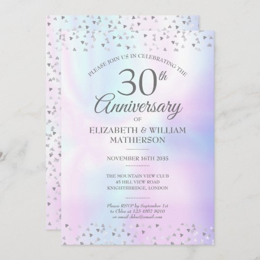 30e trouwdag Parel Hartjes Confetti Kaart (Voorkant / Achterkant)