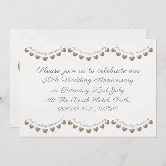 30e trouwdag parel slinger uitnodiging (Voorkant / Achterkant)