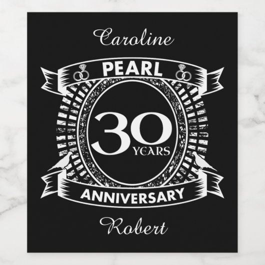 30e trouwdag parelkreeft wijn etiket (Enkel label)