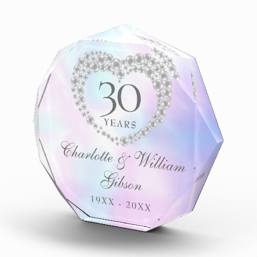 30e trouwdag prachtige parel hart fotoblokken (Rechts)