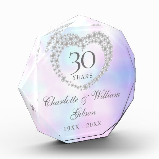 30e trouwdag prachtige parel hart fotoblokken (Links)