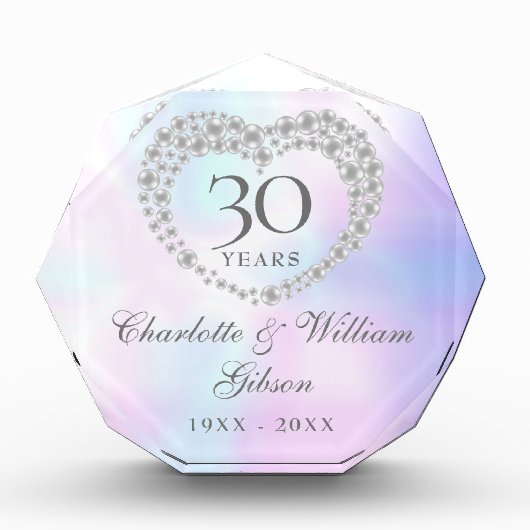 30e trouwdag prachtige parel hart fotoblokken (Voorkant)