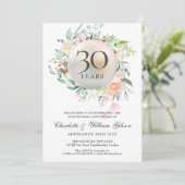 30e trouwdag Rozen Bloem Pearl Foto Kaart (Staand voorkant)