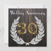 30e trouwdag | Rustiek hout & goud Kaart (Voorkant)