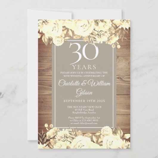 30e trouwdag Rustieke rozen Kaart (Voorkant)