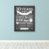 30e trouwdag, schoolbord, 30 jaar canvas afdruk (Insitu (Houten vloer))