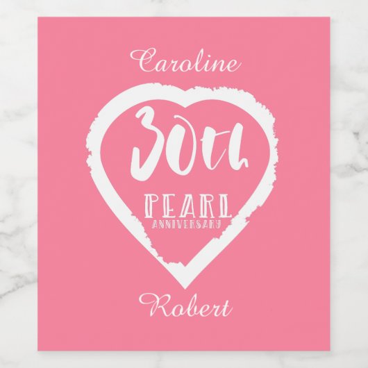 30e trouwdag traditionele parel wijn etiket (Enkel label)