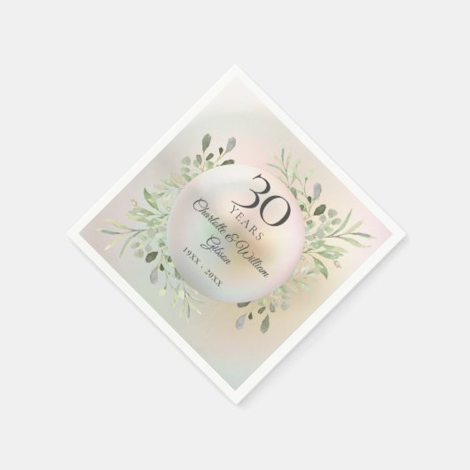 30e trouwdag waterverf groen parel servet (Hoek)