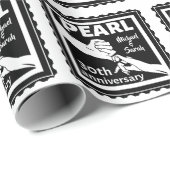 30e trouwdag zwart-wit romantisch cadeaupapier (Rol Hoek)