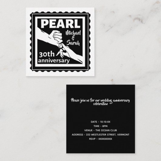 30e trouwdag zwart-wit romantisch informatiekaartje (Voorkant / Achterkant)