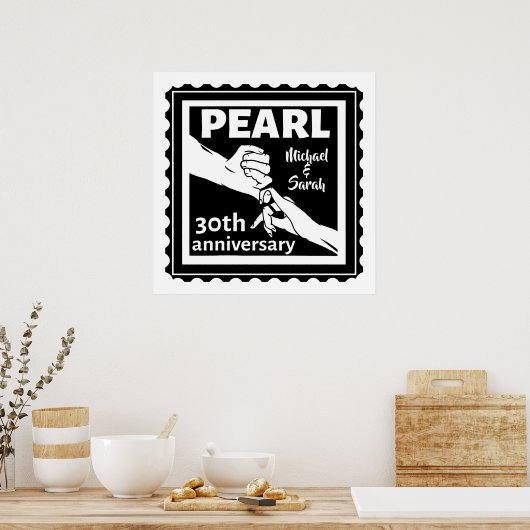 30e trouwdag zwart-wit romantisch poster (Keuken)