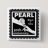 30e trouwdag zwart-wit romantisch vierkante button 5,1 cm (Voorkant)