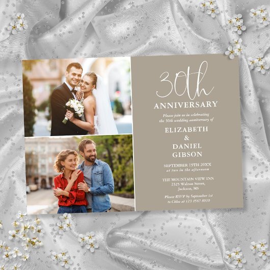 30e trouwdagjubileum Toen en Nu 2 Foto Kaart