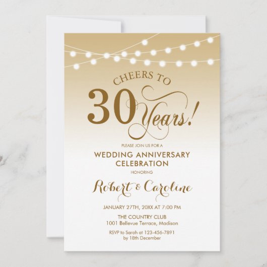 30e trouwjubileum - Goud Wit Kaart (Voorkant)