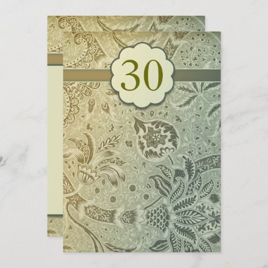 30e trouwjubileum groene bloemen uitnodigingen (Voorkant / Achterkant)