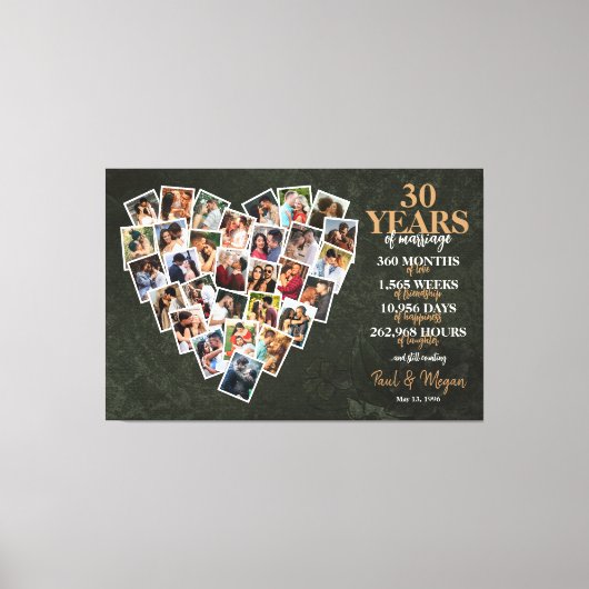 30e trouwjubileum hart fotocollage canvas afdruk (Voorkant)