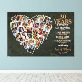 30e trouwjubileum hart fotocollage canvas afdruk (Insitu (Houten vloer))