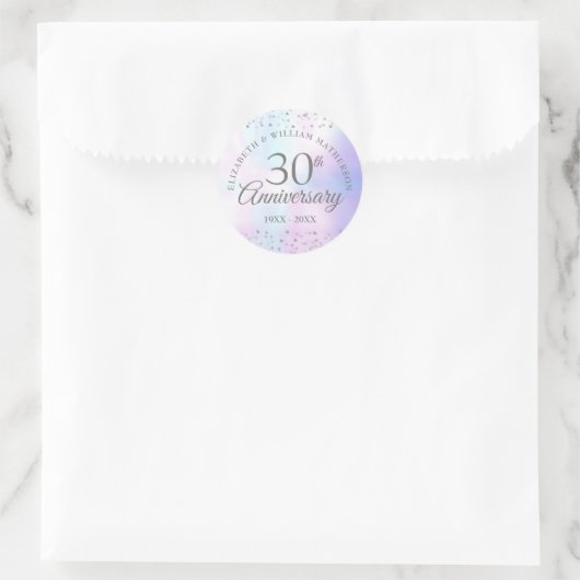 30e trouwjubileum Harten Confetti Parel Ronde Sticker (Tas)