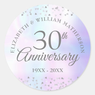 30e trouwjubileum Harten Confetti Parel Ronde Sticker