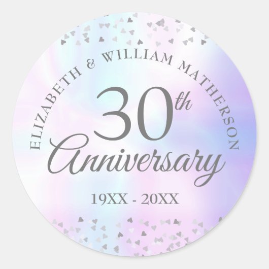30e trouwjubileum Harten Confetti Parel Ronde Sticker (Voorkant)