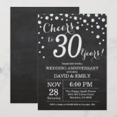 30e trouwjubileum krijtbord zwart zilver kaart (Voorkant / Achterkant)