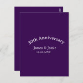 30e trouwjubileum naam datum paars eenvoudig  briefkaart (Voorkant / Achterkant)