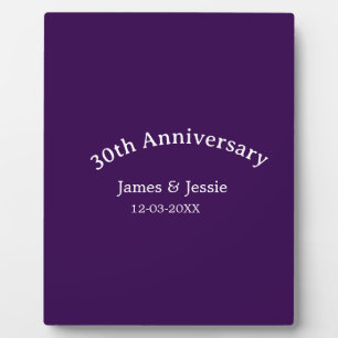 30e trouwjubileum naam datum paars eenvoudig  fotoplaat