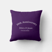 30e trouwjubileum naam datum paars eenvoudig  kussen (Achterkant)