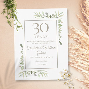 30e trouwjubileum Save the Date Groene decoratie Briefkaart