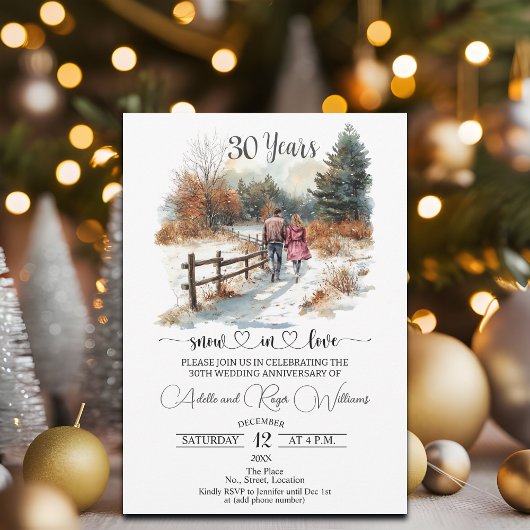 30e trouwjubileum Winterlandschap Romantisch Kaart