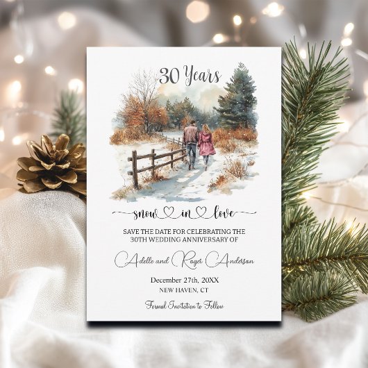 30e trouwjubileum Winterlandschap Romantisch Save The Date