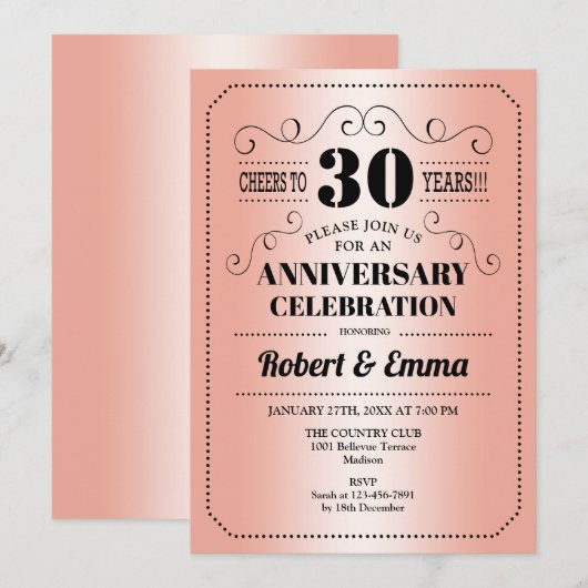 30e trouwjubileumfeest - Koraal Kaart (Voorkant / Achterkant)