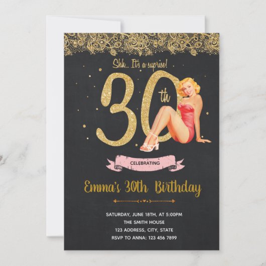 30e uitnodiging van de Birthday Party (Voorkant)