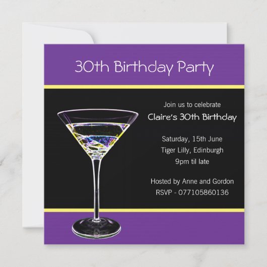 30e uitnodiging van de Birthday Party (Voorkant)