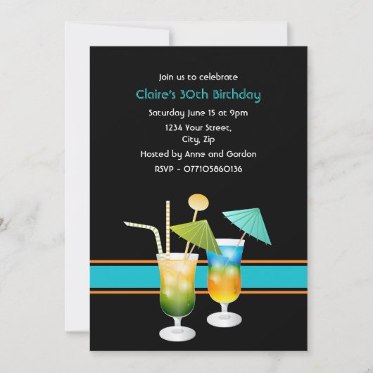 30e uitnodiging van de Birthday Party (Voorkant)